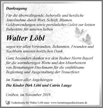 Traueranzeige von Walter Löbl von Märkische Oderzeitung