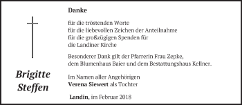 Traueranzeige von Brigitte Steffen von Märkische Oderzeitung