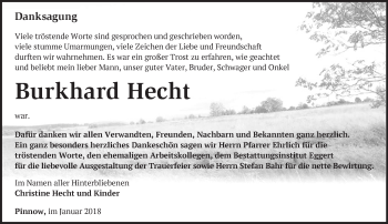 Traueranzeige von Burkhard Hecht von Märkische Oderzeitung