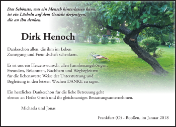 Traueranzeige von Dirk Henoch von Märkische Oderzeitung