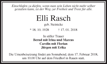 Traueranzeige von Elli Rasch von Märkische Oderzeitung