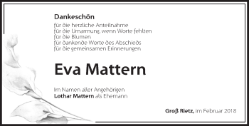 Traueranzeige von Eva Mattern von Märkische Oderzeitung