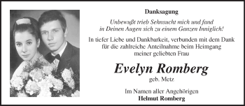 Traueranzeige von Evelyn Romberg von Märkische Oderzeitung