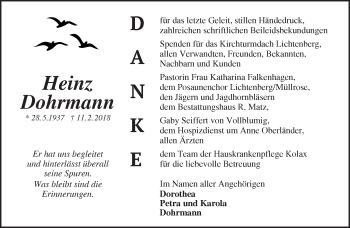 Traueranzeige von Heinz Dohrmann von Märkische Oderzeitung