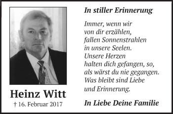 Traueranzeige von Heinz Witt von Märkische Oderzeitung