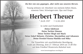 Traueranzeige von Herbert Theuer von Märkische Oderzeitung