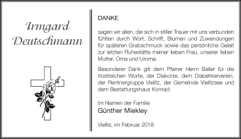 Traueranzeige von Irmgard Deutschmann von Märkische Oderzeitung