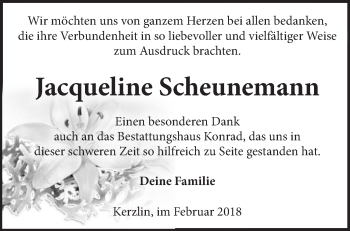 Traueranzeige von Jacqueline Scheunemann von Märkische Oderzeitung