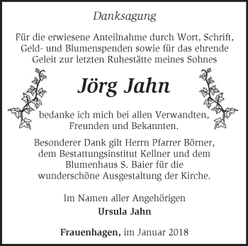 Traueranzeige von Jörg Jahn von Märkische Oderzeitung