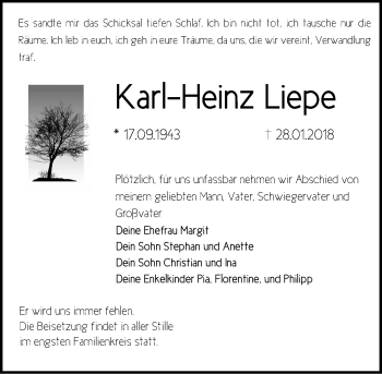 Traueranzeige von Karl-Heinz Liepe von Märkische Oderzeitung