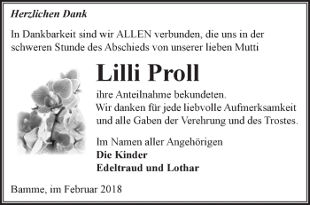 Traueranzeige von Lilli Proll von Märkische Oderzeitung