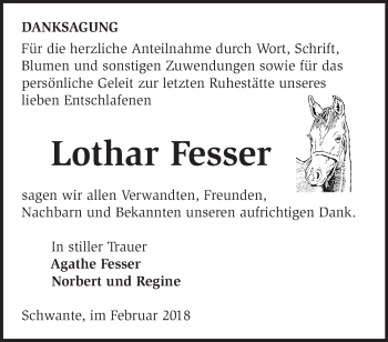 Traueranzeige von Lothar Fesser von Märkische Oderzeitung