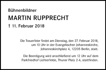 Traueranzeige von Martin Rupprecht von Märkische Oderzeitung