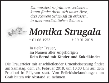 Traueranzeige von Monika Strugala von Märkische Oderzeitung