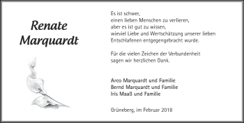 Traueranzeige von Renate Marquardt von Märkische Oderzeitung