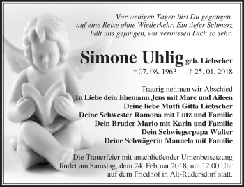 Traueranzeige von Simone Uhlig von Märkische Oderzeitung