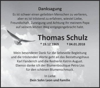 Traueranzeige von Thomas Schulz von Märkische Oderzeitung