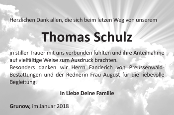 Traueranzeige von Thomas Schulz von Märkische Oderzeitung