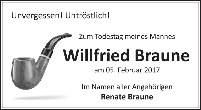  Traueranzeige für Willfried Braune vom 04.02.2018 aus Märkische Oderzeitung