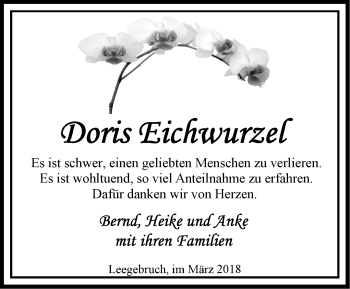 Traueranzeige von Doris Eichwurzel von Märkische Oderzeitung