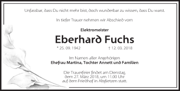 Traueranzeige von Eberhard Fuchs von Märkische Oderzeitung