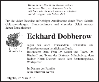 Traueranzeige von Eckhard Dobberow von Märkische Oderzeitung