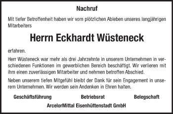 Traueranzeige von Eckhardt Wüsteneck von Märkische Oderzeitung