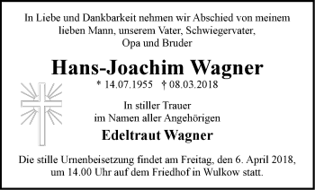 Traueranzeige von Hans-Joachim Wagner von Märkische Oderzeitung