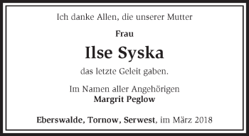 Traueranzeige von Ilse Syska von Märkische Oderzeitung