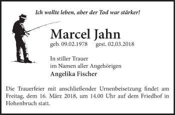 Traueranzeige von Marcel Jahn von Märkische Oderzeitung