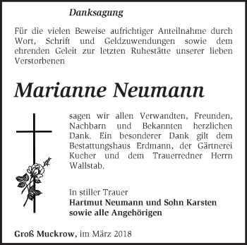 Traueranzeige von Marianne Neumann von Märkische Oderzeitung