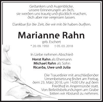 Traueranzeige von Marianne Rahn von Märkische Oderzeitung