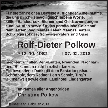 Traueranzeige von Rolf-Dieter Polkow von Märkische Oderzeitung