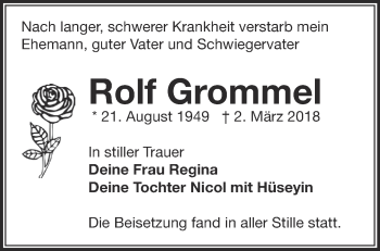 Traueranzeige von Rolf Grommel von Märkische Oderzeitung