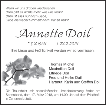 Traueranzeige von Thomas Michel von Märkische Oderzeitung