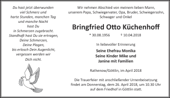 Traueranzeige von Bringfried Otto Küchenhoff von Märkische Oderzeitung