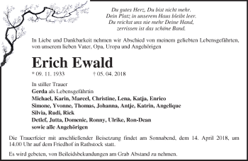 Traueranzeige von Erich Ewald von Märkische Oderzeitung