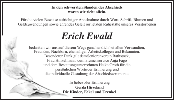 Traueranzeige von Erich Ewald von Märkische Oderzeitung