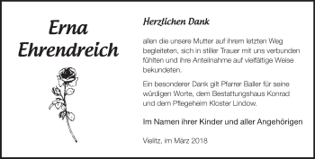 Traueranzeige von Erna Ehrendreich von Märkische Oderzeitung