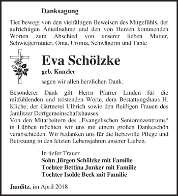 Traueranzeige von Eva Schölzke von Märkische Oderzeitung