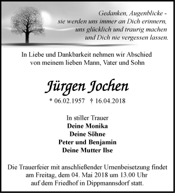 Traueranzeige von Jürgen Jochen von Märkische Oderzeitung