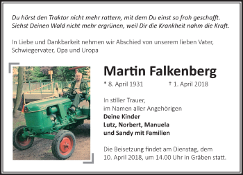 Traueranzeige von Martin Falkenberg von Märkische Oderzeitung