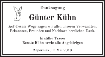 Traueranzeige von Günter Kühn von Märkische Oderzeitung