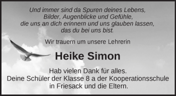 Traueranzeige von Heike Simon von Märkische Oderzeitung