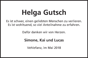 Traueranzeige von Helga Gutsch von Märkische Oderzeitung