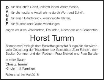 Traueranzeige von Horst Tumm von Märkische Oderzeitung