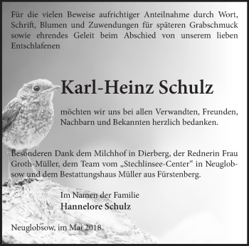 Traueranzeige von Karl-Heinz Schulz von Märkische Oderzeitung