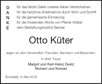 Traueranzeige von Otto Küter von Märkische Oderzeitung