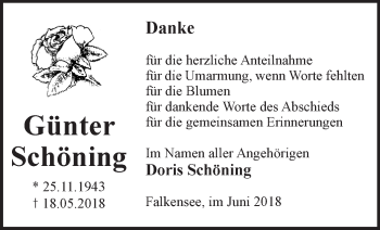 Traueranzeige von Doris Schöning von Märkische Oderzeitung
