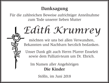 Traueranzeige von Edith Krumrey von Märkische Oderzeitung